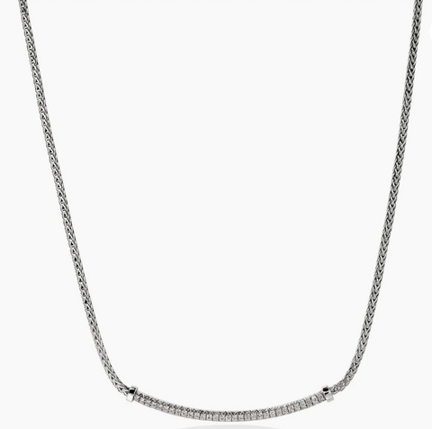 John Hardy Essential Pavé Necklace, Sterling Silver, Diamonds, 1.8MM NBP986972DI