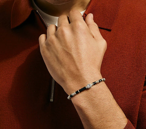 John Hardy JH Lovestruck™ Heishi Bracelet, Sterling Silver, Hardstones, Diamond, 1.0TCW BUP4303631BONLGD