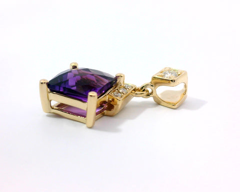 14KT YELLOW GOLD AMETHYST PENDANT WITH DIAMOND ACCENT 230-02439