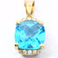 14KT YELLOW GOLD BLUE TOPAZ PENDANT 230-02441