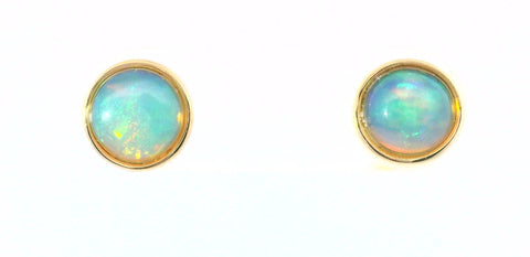 14KT YELLOW GOLD BEZEL-SET OPAL EARRINGS 210-03274