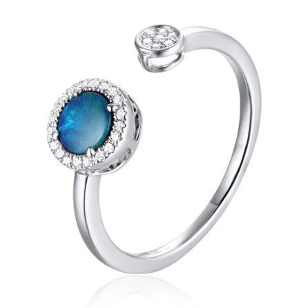 Luvente 14kt White Gold Black Opal/Diamond Ring R06090-OPAL.W