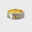 7MM 14KT YELLOW GOLD AND PALLADIUM 500 HALF HAND ENGRAVED HALF MOKUME GANE RING WITH BEZEL SET CHAMPAGNE DIAMOND 675-00190