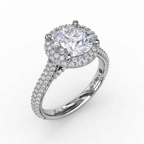 Fana Round Pave Halo Engagement Ring S3276