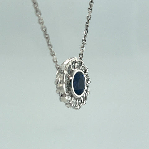 2.14 Ct Ceylon Blue Sapphire and Diamond Custom Pendant