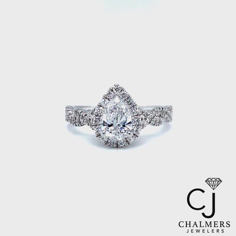 1.23ctw Pear 3 Stone Natural Diamond Engagement Ring