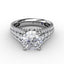Fana Classic Round Diamond Solitaire Engagement Ring With Triple-Row Diamond Shank S4048