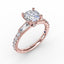 Fana Three-Stone Round Diamond Engagement Ring With Bezel-Set Baguettes S3296