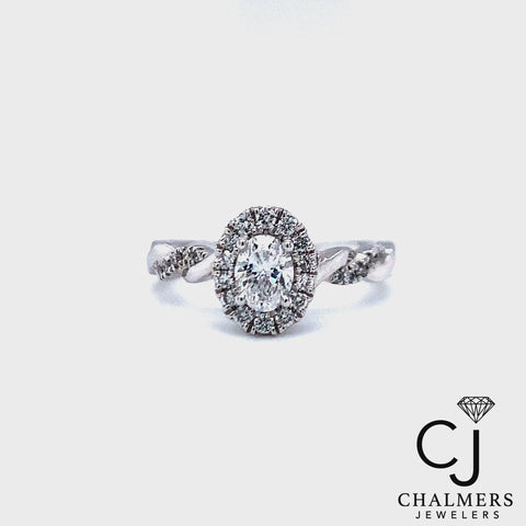 0.74ctw Oval Natural Diamond Engagement Ring