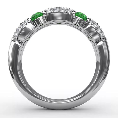 Fana Double Row Emerald and Diamond Ring 1592