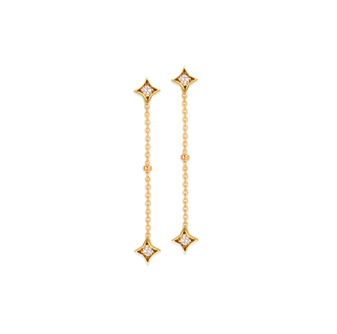 MIDAS 14k Yellow Gold Diamond Stars Dangle Earrings MF033302
