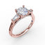 Fana Three-Stone Round Diamond Engagement Ring With Bezel-Set Baguettes S3295