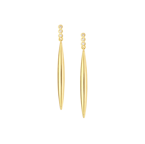 MIDAS 14k Yellow Gold Missile Dangle Earrings with Diamond Accents MF035449