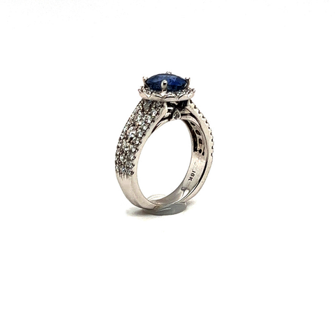 2.28CT NATURAL BLUE SAPPHIRE AND DIAMOND RING