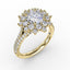 Fana Contemporary Floral Halo Engagement Ring With Double-Row Pavé Band 3234