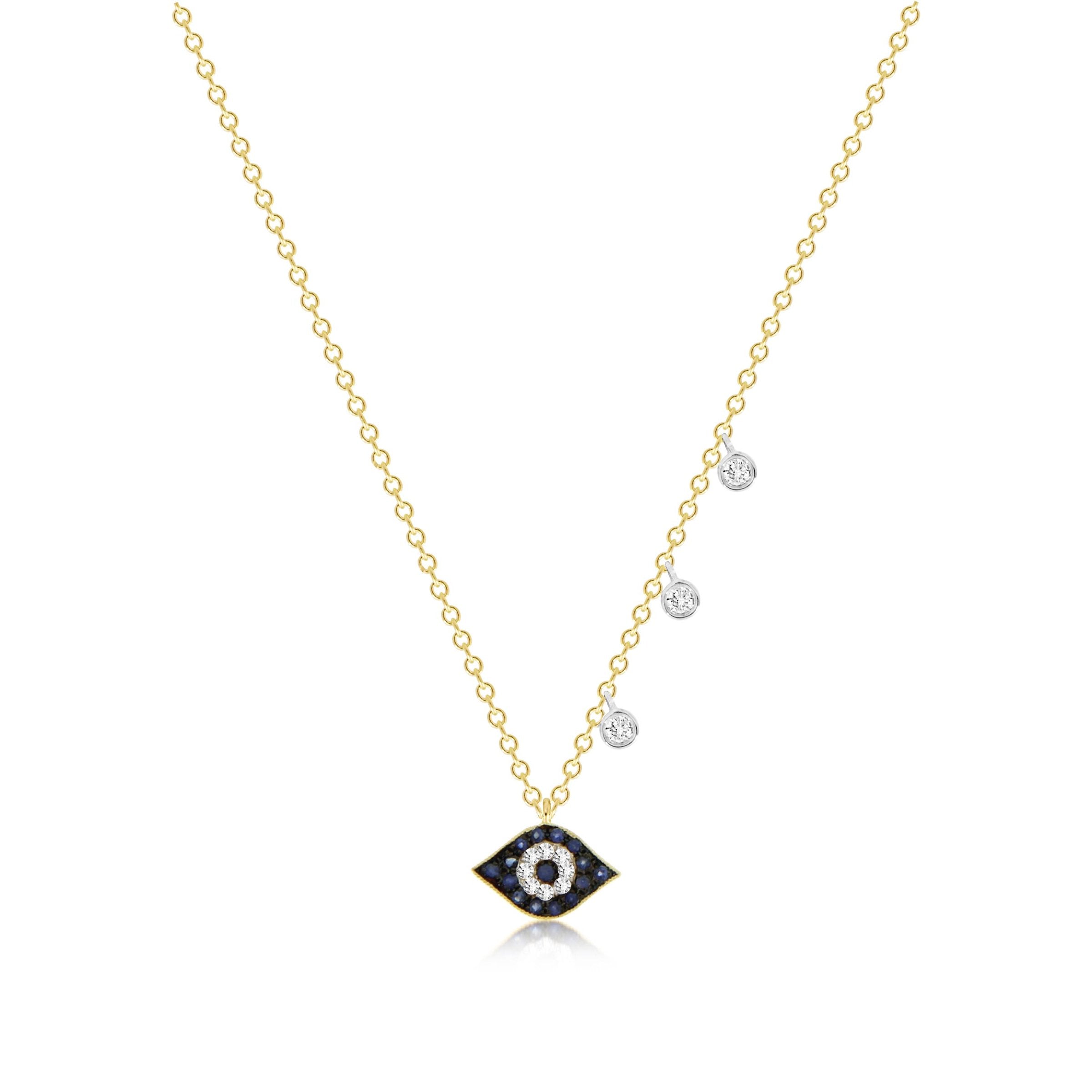Gold Golden Blue Sapphire Diamond Evil Eye Pendant at Rs 10000/piece in  Jaipur