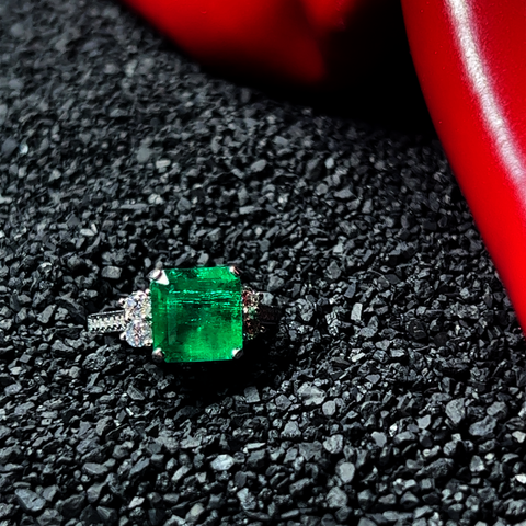 18k Couture Emerald and Diamond Ring
