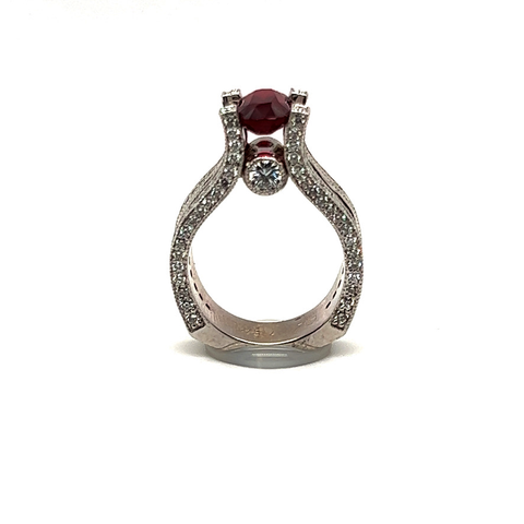 Custom 18k 2.69ct Ruby and Diamond Ring