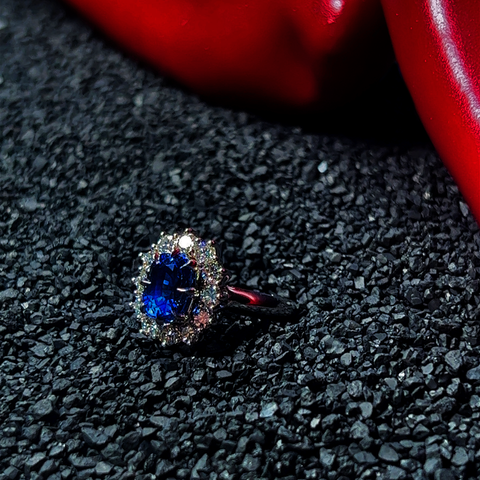 3.06ctw 18k Couture Sapphire and Diamond Ring