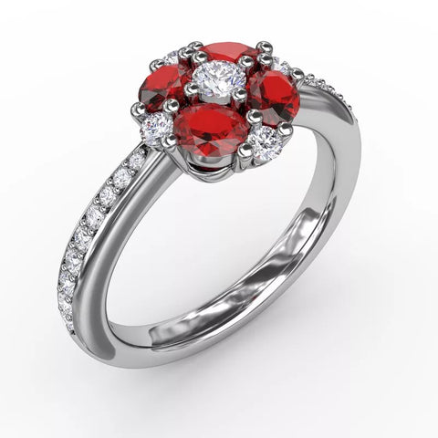 FANA Floral Ruby and Diamond Ring R1536R