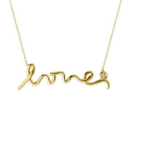 Love Script 14kt gold necklace with diamonds in gold - Sydney Evan |  Mytheresa