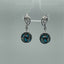 Galatea Black South Sea Pearl and Turquoise Diamond accent Dangle Earrings