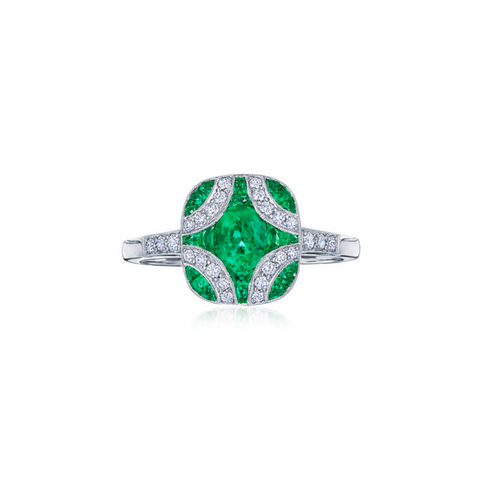 KWIAT Argyle Collection Emerald and Diamond Ring R-28115E-0-DIAEME-18KW