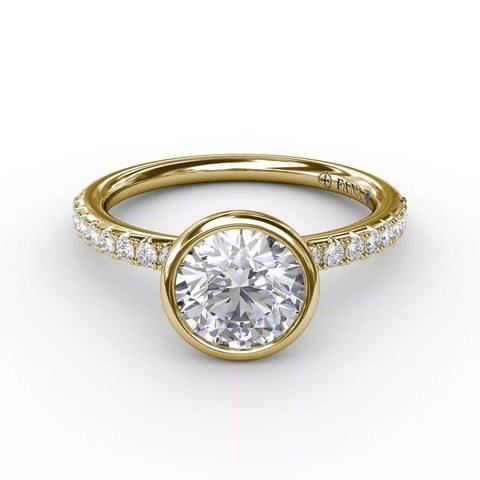 Fana Contemporary Bezel-Set Solitaire Engagement Ring With Diamond Band 3342