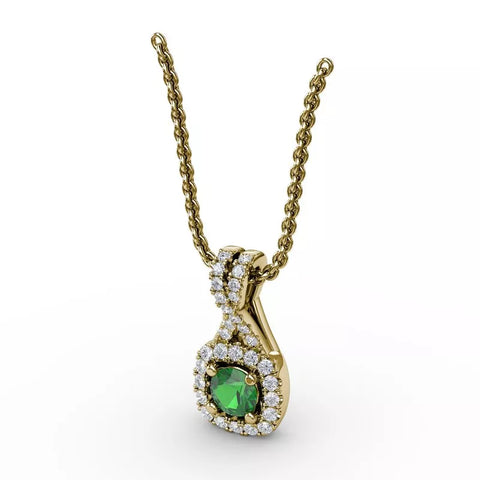 Fana Halo Emerald and Diamond Pendant 1631