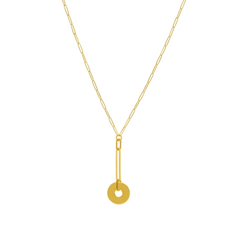 MIDAS 14k Gold Paperclip Disc Necklace MF037045
