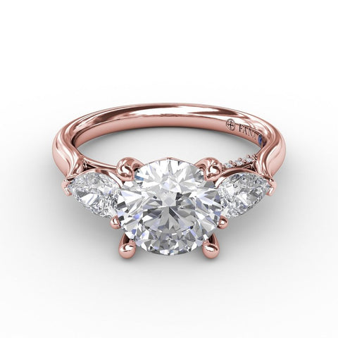 Fana Classic Three-Stone Engagement Ring With Pear-Shape Side Diamonds 3226