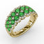FANA Emerald and Diamond Double Row Ring R1636E