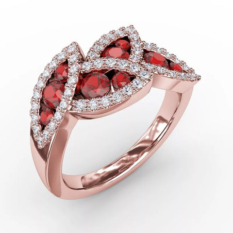 Fana Glam Galore Sapphire and Diamond Leaf Ring 1597