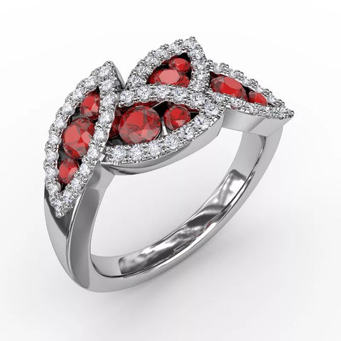 Fana Glam Galore Ruby and Diamond Leaf Ring 1597