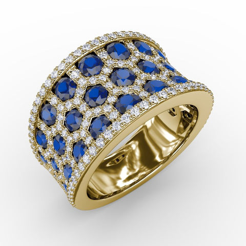 FANA At First Sight Sapphire and Diamond Multi-Row Ring R1558S