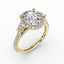 Fana Oval Diamond Halo Engagement Ring With Pear-Shape Diamond Side Stones 3280