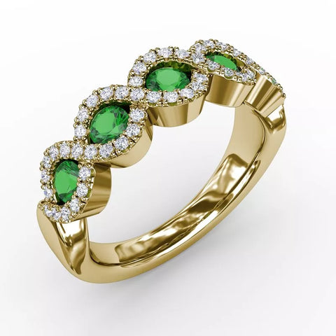 Fana Hold Me Close Emerald ad Diamond Twist Ring