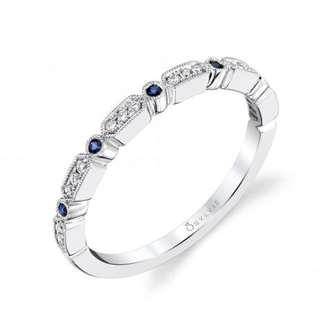 Modern Blue Sapphire & Diamond Stackable Band B0036 - BS - Chalmers Jewelers