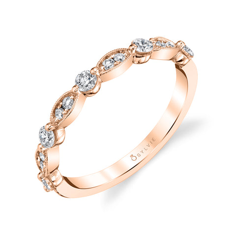 Sylvie Patterned Stackable Diamond Wedding Band - B0072