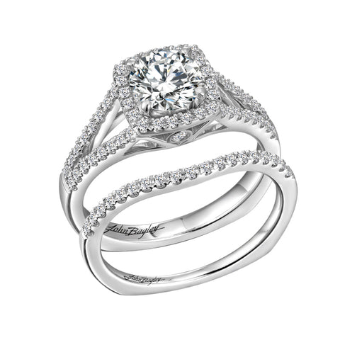 Squared Halo Engagement Ring With Split Shank #211176 - Chalmers Jewelers