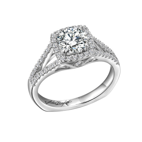 Squared Halo Engagement Ring With Split Shank #211176 - Chalmers Jewelers