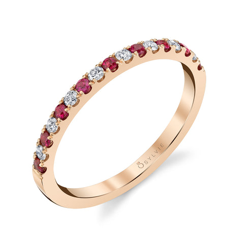 Classic Rose Gold Ruby & Diamond Wedding Band B4002 RU-RG - Chalmers Jewelers
