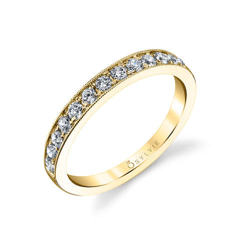 Sylvie Classic Wedding Band With Milgrain Accents BS1119