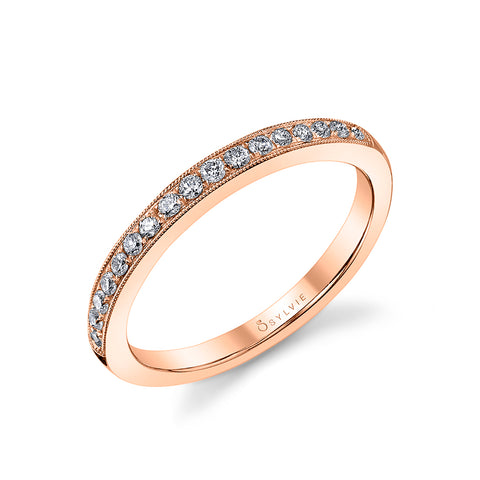 Sylvie Classic Wedding Band With Milgrain Accents BSY808