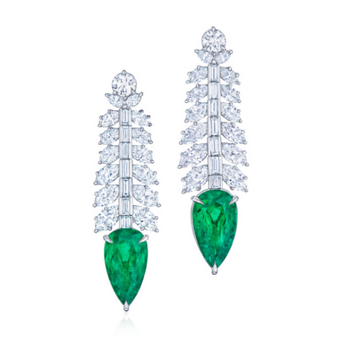 KWIAT Colombian Emerald and Diamond Earrings E-2593-0-EME-PLAT