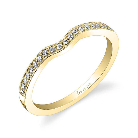 Curved Diamond Wedding Band With Milgrain Accents BSY453 - Chalmers Jewelers