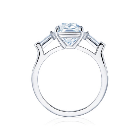 KWIAT ASHOKA Diamond Engagement Ring with Tapered Baguette Accents F-17600AK-0-DIA-PLAT