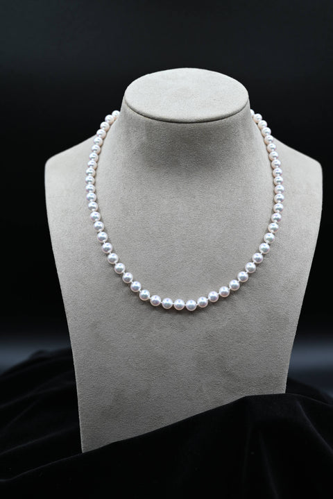 White Cultured Pearl Necklace with Sterling Silver Clasp