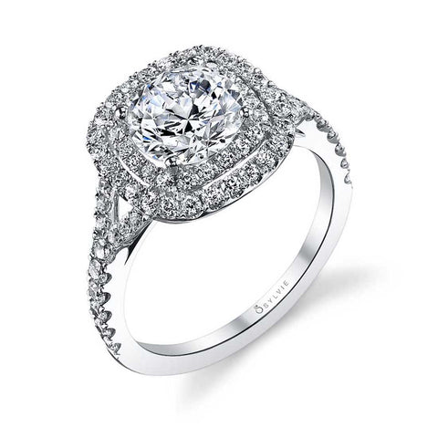Classic Double Cushion Halo Engagement Ring S1128 - Chalmers Jewelers