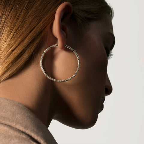 Classic Chain Silver Large Hoop Earrings - Chalmers Jewelers